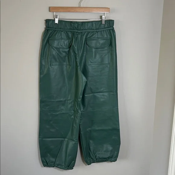 Anthropologie Pilcro Faux Leather Soft Parachute Pants Dark Green Sz S NEW - Picture 8 of 15